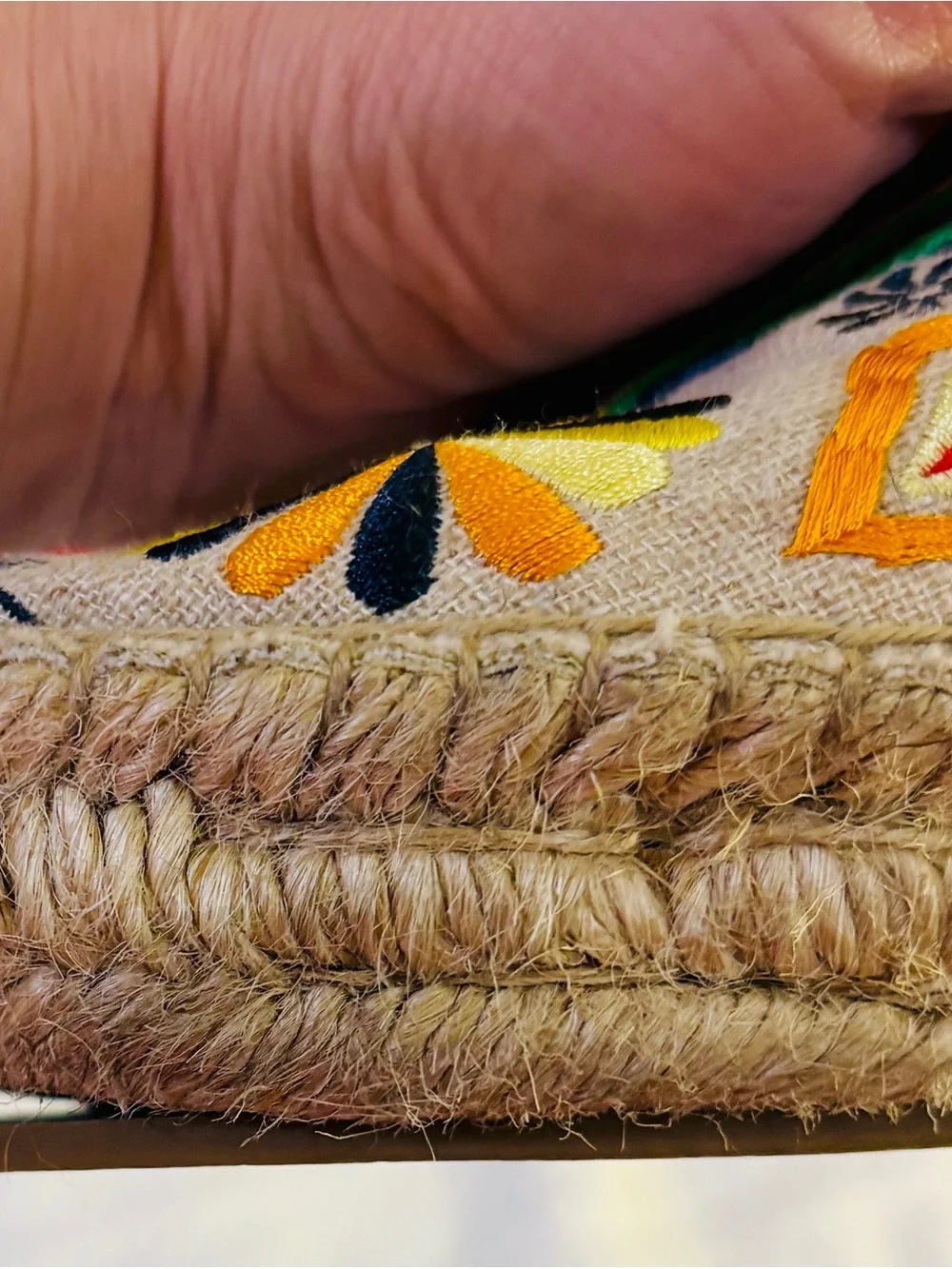 Johnny Was Embroidered Tan Espadrilles with Green & Black Accents - Picture 15 of 15